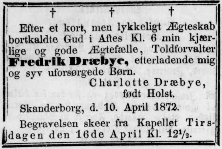 Mediestream: Obituary for Fredrik Dræbye 1872