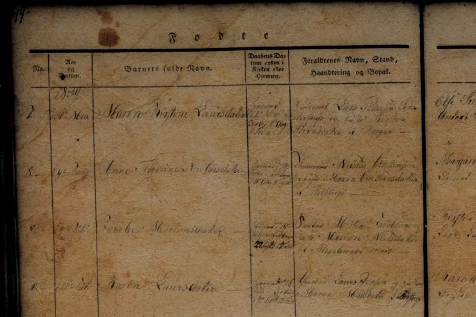 19th Century Birth Record from a Danish Market Town