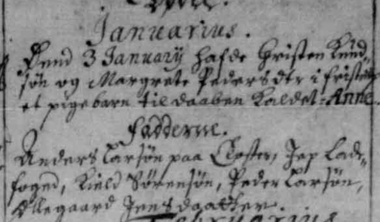 Danish Baptism Record from 1692