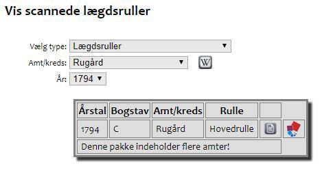 Screenshot of Military Levying Rolls for Rugård County, Denmark, 1794