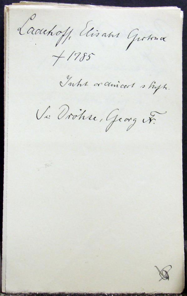 Elisabet Gertrud Ladehoff 1785 Nygaards Sedler