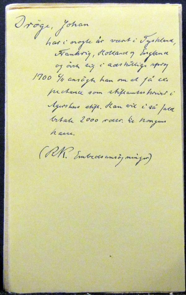 Johan Dröge 1700 Nygaards Sedler