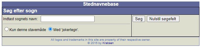 Krabsen: Search for all place names within a parish in Denmark