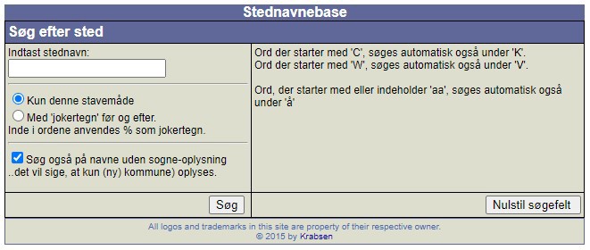 Krabsen: Search for a place name
